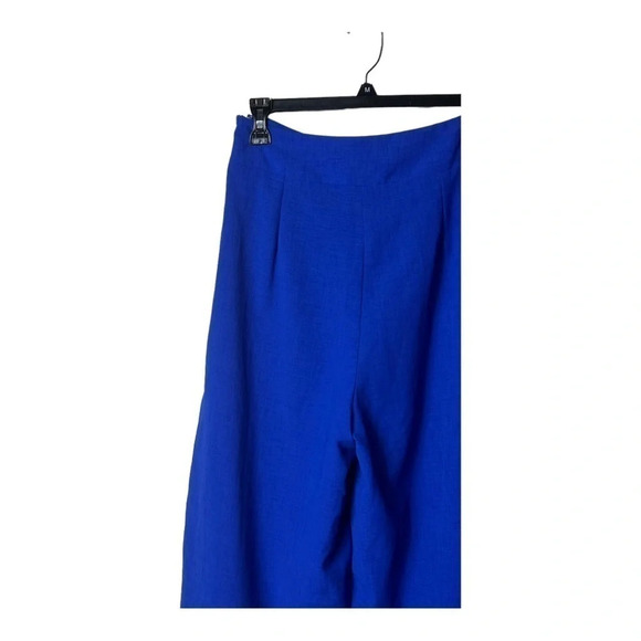 1381. L’ATISTE BY AMY HIGH WAIST WIDE LEG PANTS BRIGHT ROYAL BLUE IN COLOR SMALL - Picture 8 of 9